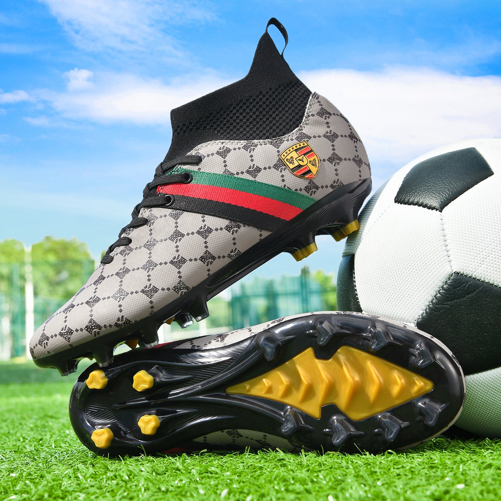 Hot-selling High-top Soccer Shoes tf Artificial Grass with Broken Nails AG Nail Leather Foot Men's and Women's Children's Youth Student Training Shoes