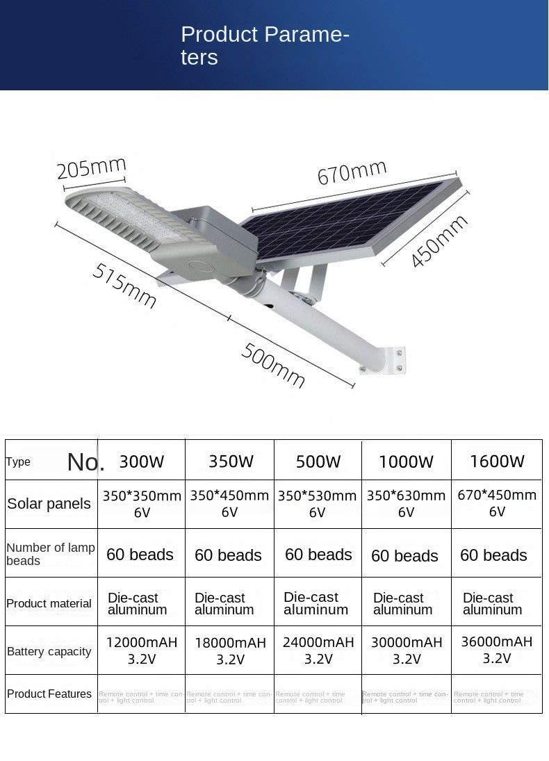 Solar Street Light New Rural Road Engineering Lighting Outdoor Waterproof Garden Light 6m High Pole Street Light Wholesale