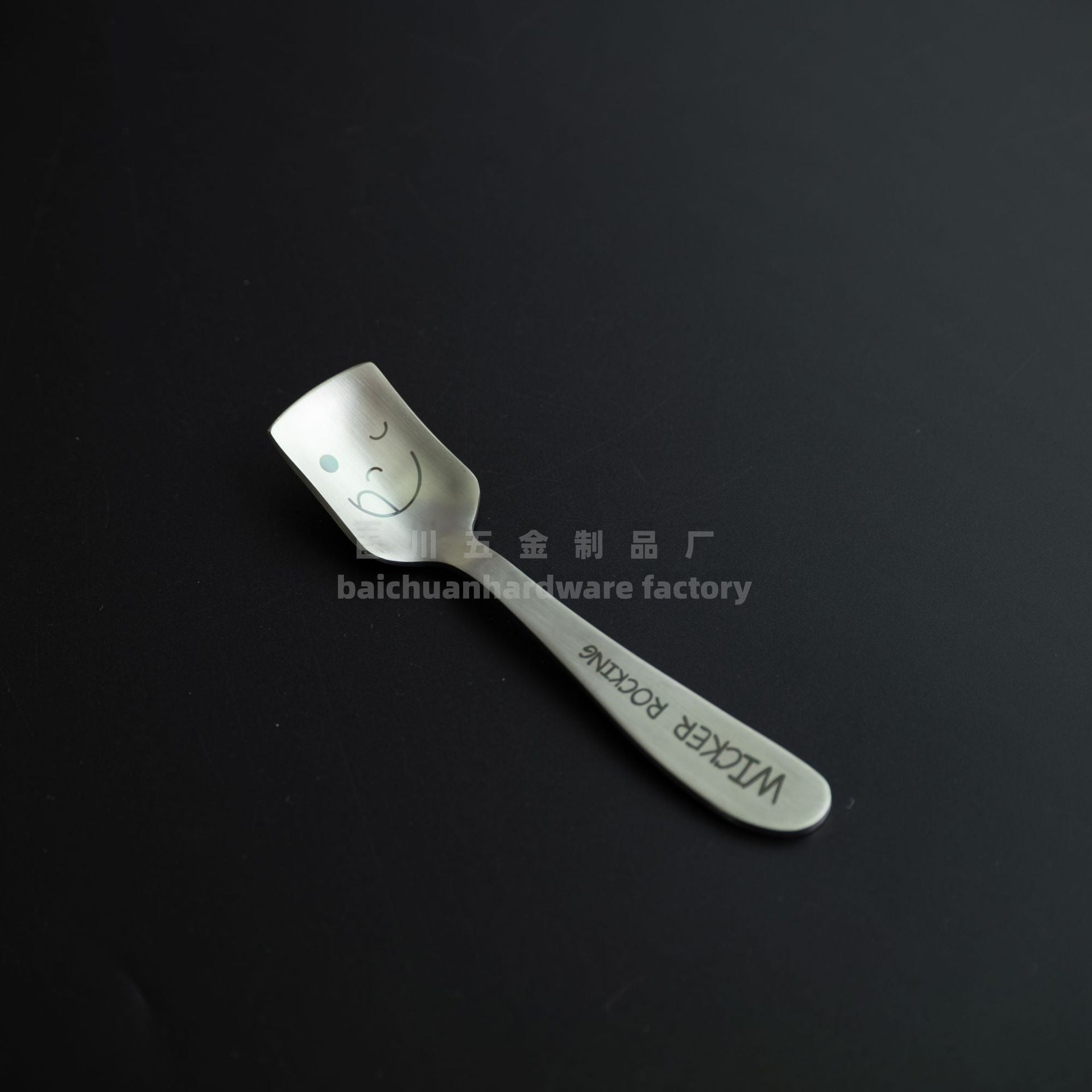 304Stainless Steel Creative Smiley Face Slanted Handle Laser Spoon Chopsticks Fork Student Tableware Full Set Gift Children's Tableware