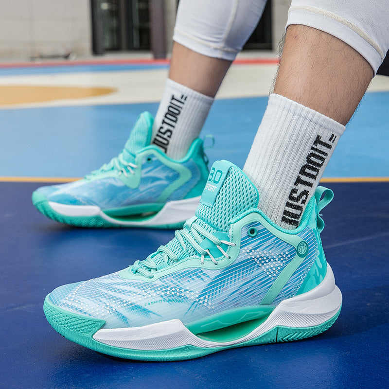 New Trendy Fashion Basketball Shoes Breathable Mesh Sports Shoes High Top Luminous Lightweight Comfortable Men's Sneakers