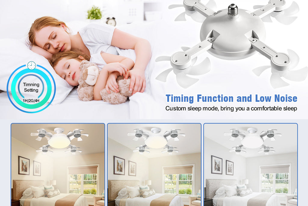 50W Drone Style Ceiling Fan Light E27Fan Light led Fan Light Folding Ceiling Light3Color Light