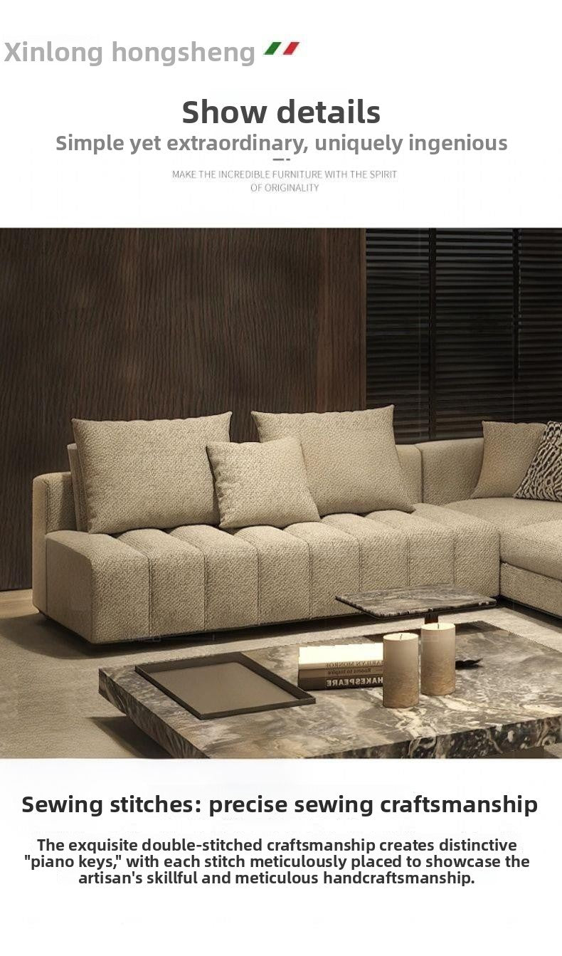 High-End Living Room Fabric Sofa Piano Key Large Apartment Villa Large Flat Luxury Modern Italian Minimalist Designer