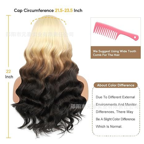 Hot Sale 13*4*1  Long Mix Blonde Synthetic Wavy  Wigs Wig