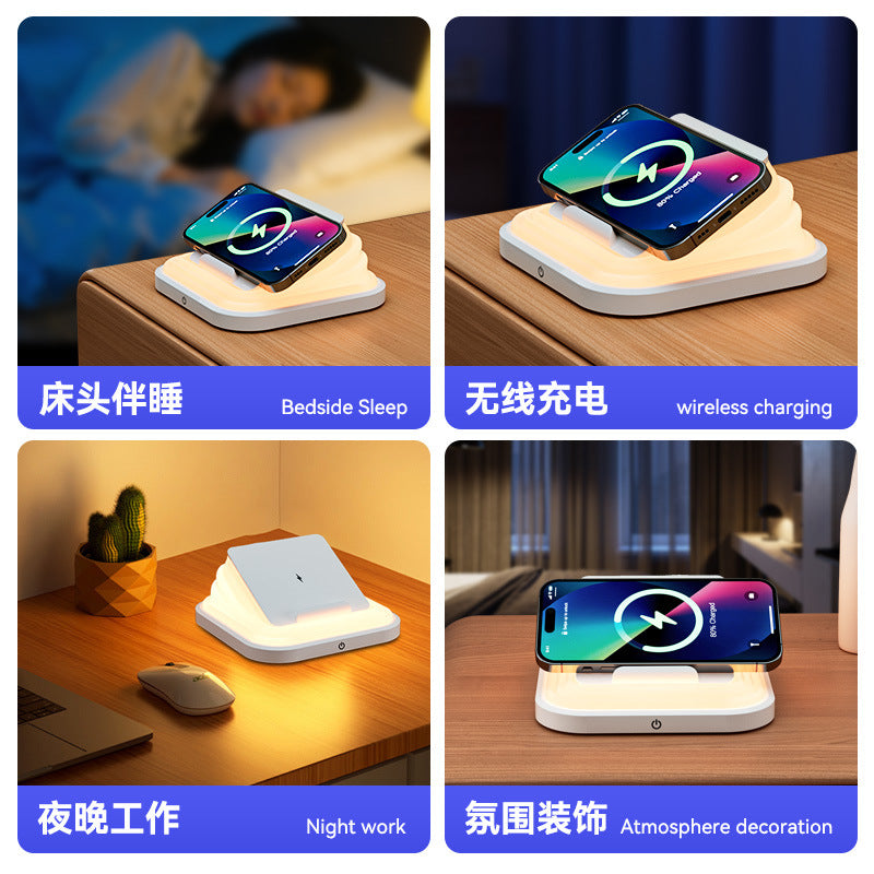Multifunctional Storage15w Wireless Charging Bedroom Creative Eye Protection Sleeping Night Light Outdoor Night Market Stall Atmosphere Light
