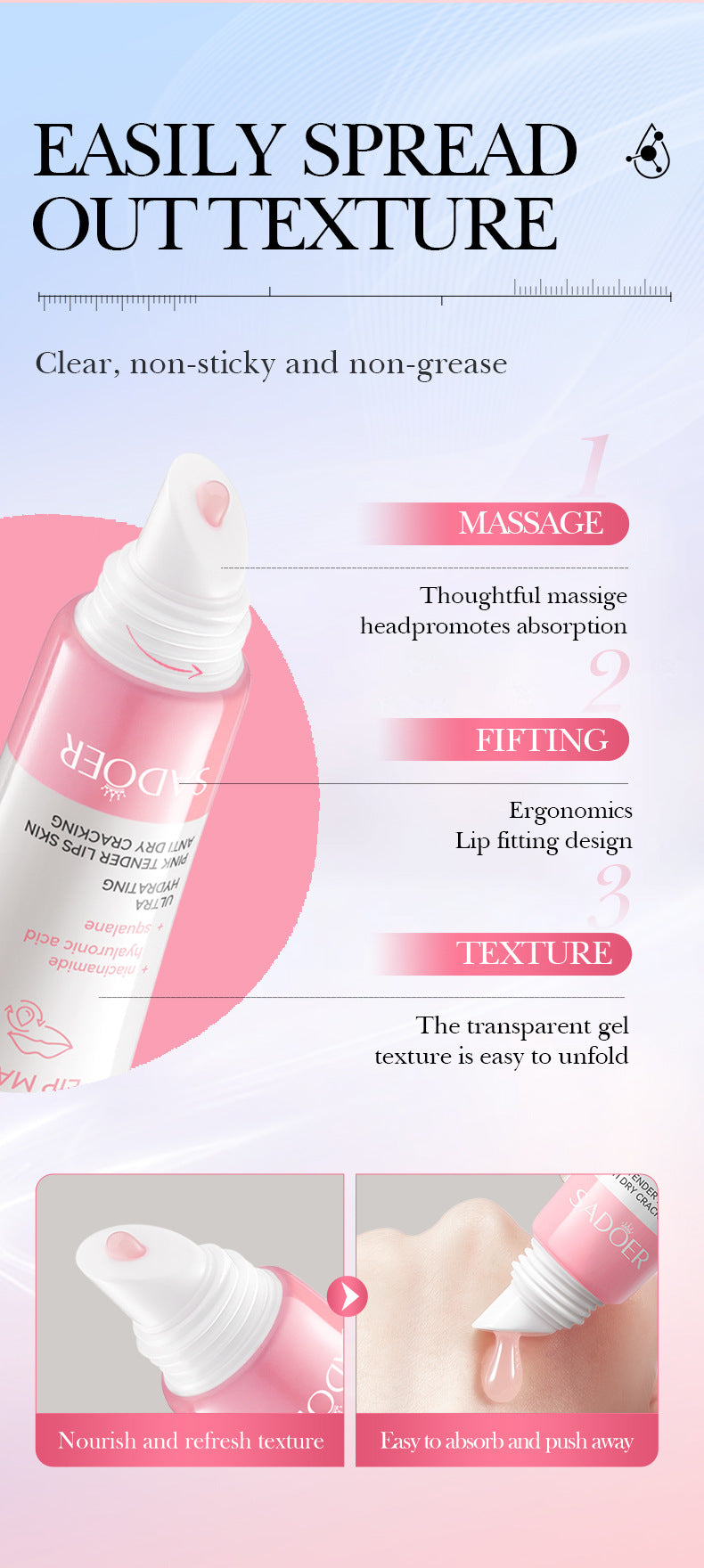 Full English5Niacinamide Lip Mask SADOER Pink anti-chapped hydrating lip balm  wholesale