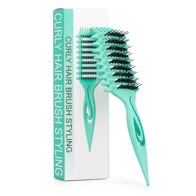 Ribbed Hollow Comb High Crown Top Voluminous Hair Women's Long Hair Curly Hair Bounce Style Defining Curling Comb Cross-Border