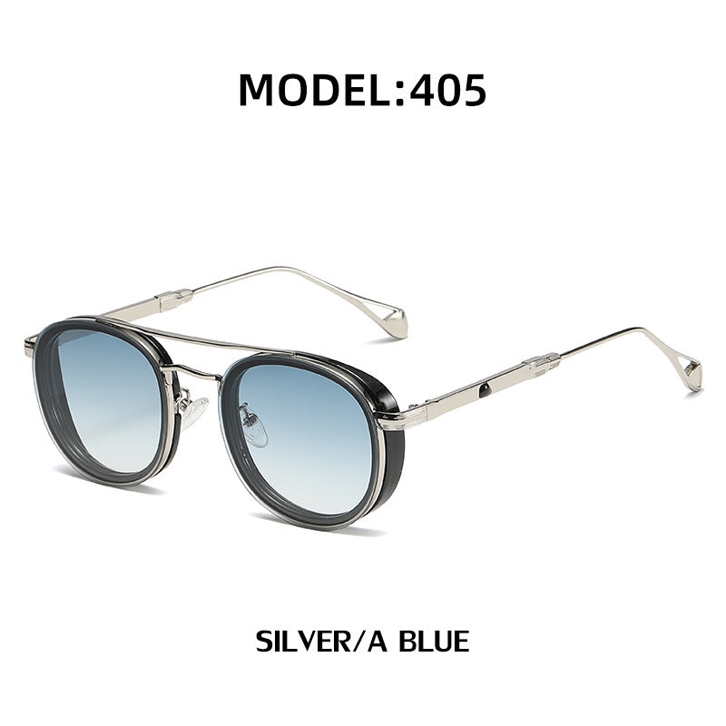 European and American Retro Oval Frame Sunglasses for Men, Side Wrap Small Frame Sunglasses for Women, Trendy Glasses Wholesale shades