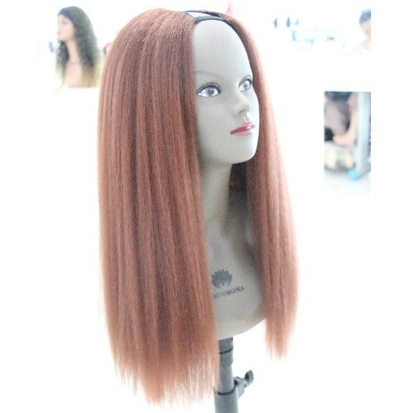 Factory Direct Sale V-part brown Yaki Straight Wig