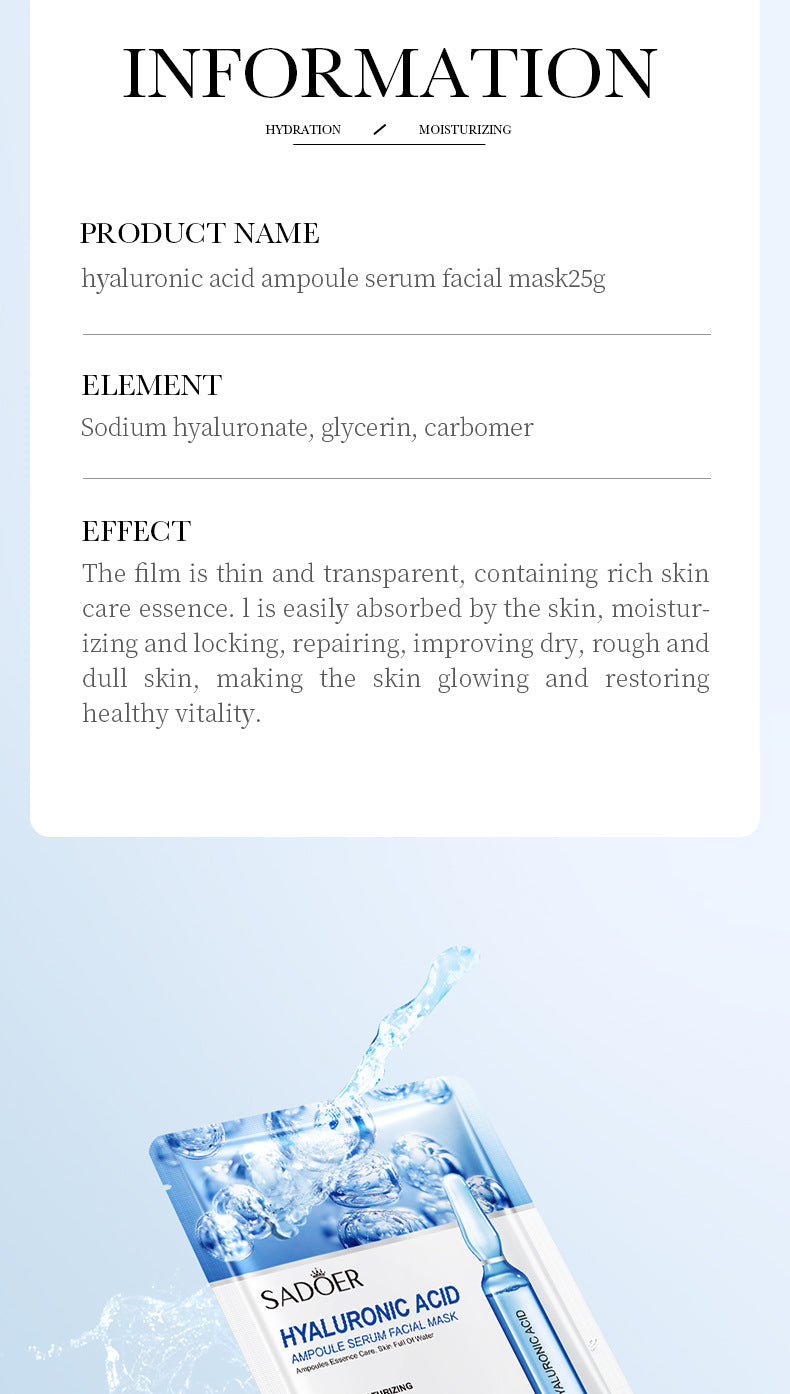 Full English Ampoule Essence Mask SADOER Hyaluronic Acid Hydrating Vitamin C Moisturizing  Wholesale