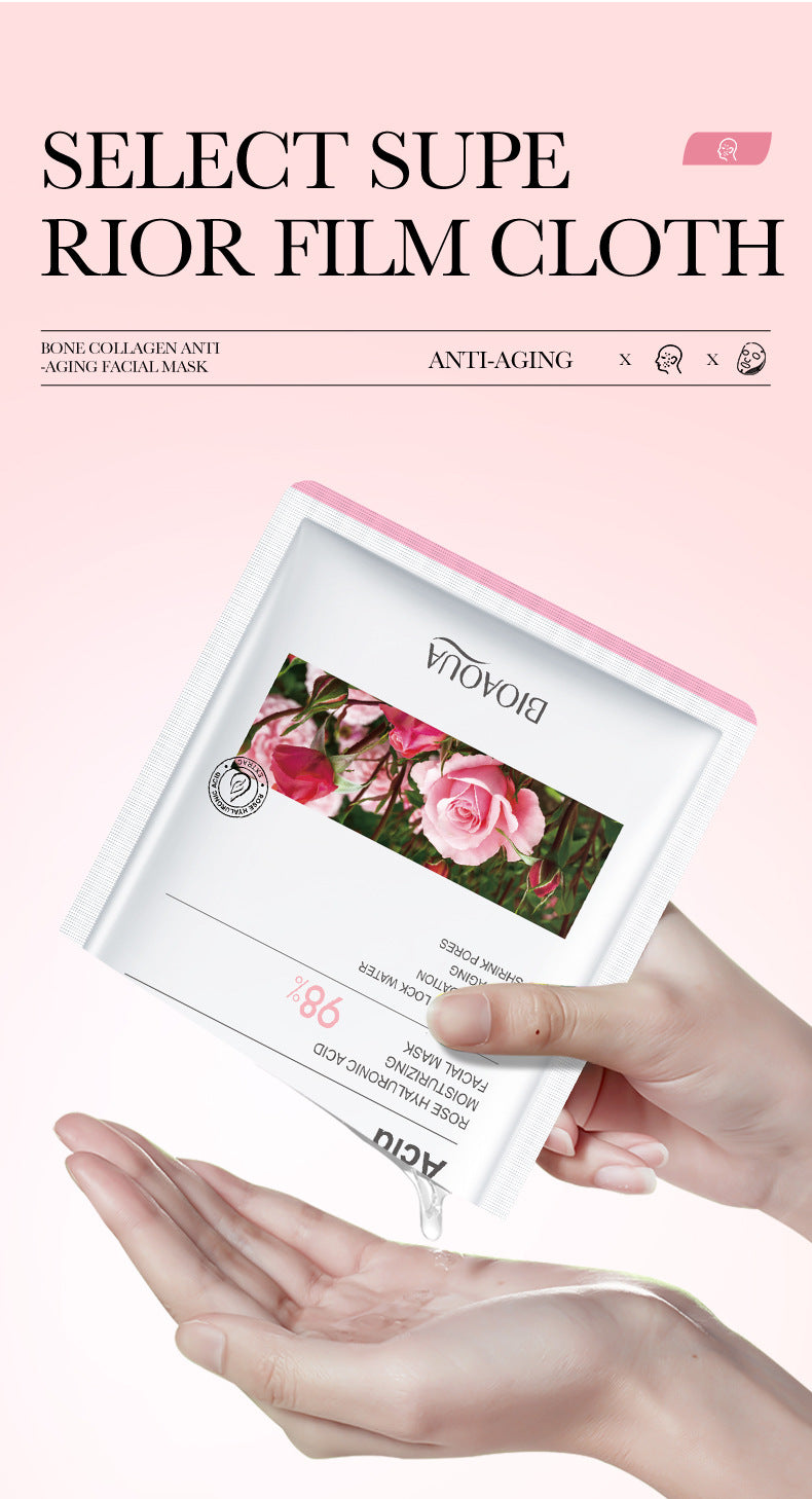 Rose Mask BIOAOUA Hyaluronic Acid Hydrating Moisturizing Softening Boxed Cross-Border Wholesale