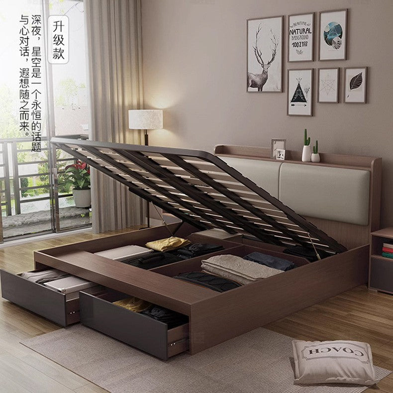 Modern Minimalist Air Pressure High Box Bed Nordic Tatami Bed Home Bedroom Master Double Storage Platform Bed