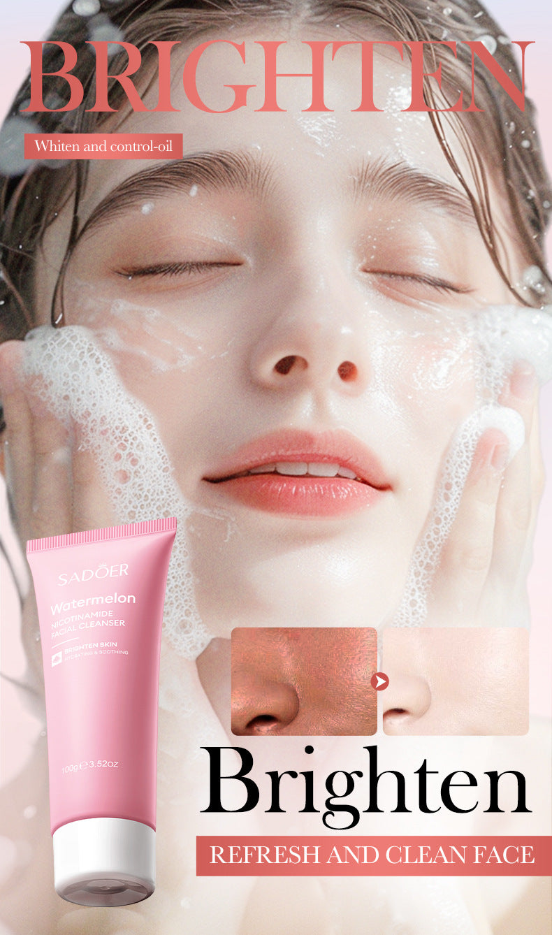 Niacinamide Watermelon Facial Cleanser SADOER Deep Cleansing Facial Cleanser Cross-Border Wholesale