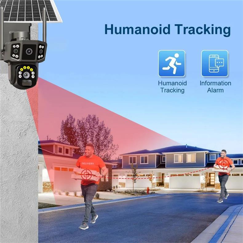 Outdoor Three-Screen Solar Camera No Electricity No Network Remote HD Night Vision Orchard Monitor Home Surveillance