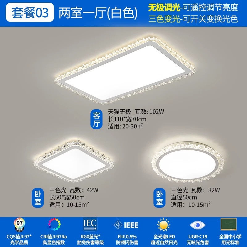 Light Luxury Living Room Ceiling Lamp2025New Year's Crystal Lamp High-end Bedroom Main Lamp Round led Eye Protection Lighting