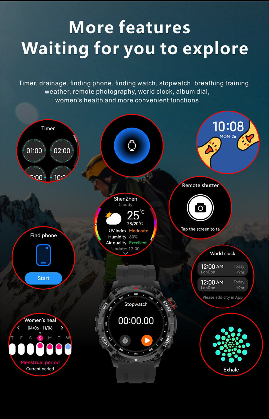 W10 Pro Smart Watch Bluetooth Call True Heart Rate Step Sleep IP68Deep Waterproof GPS Positioning and Three-Proof