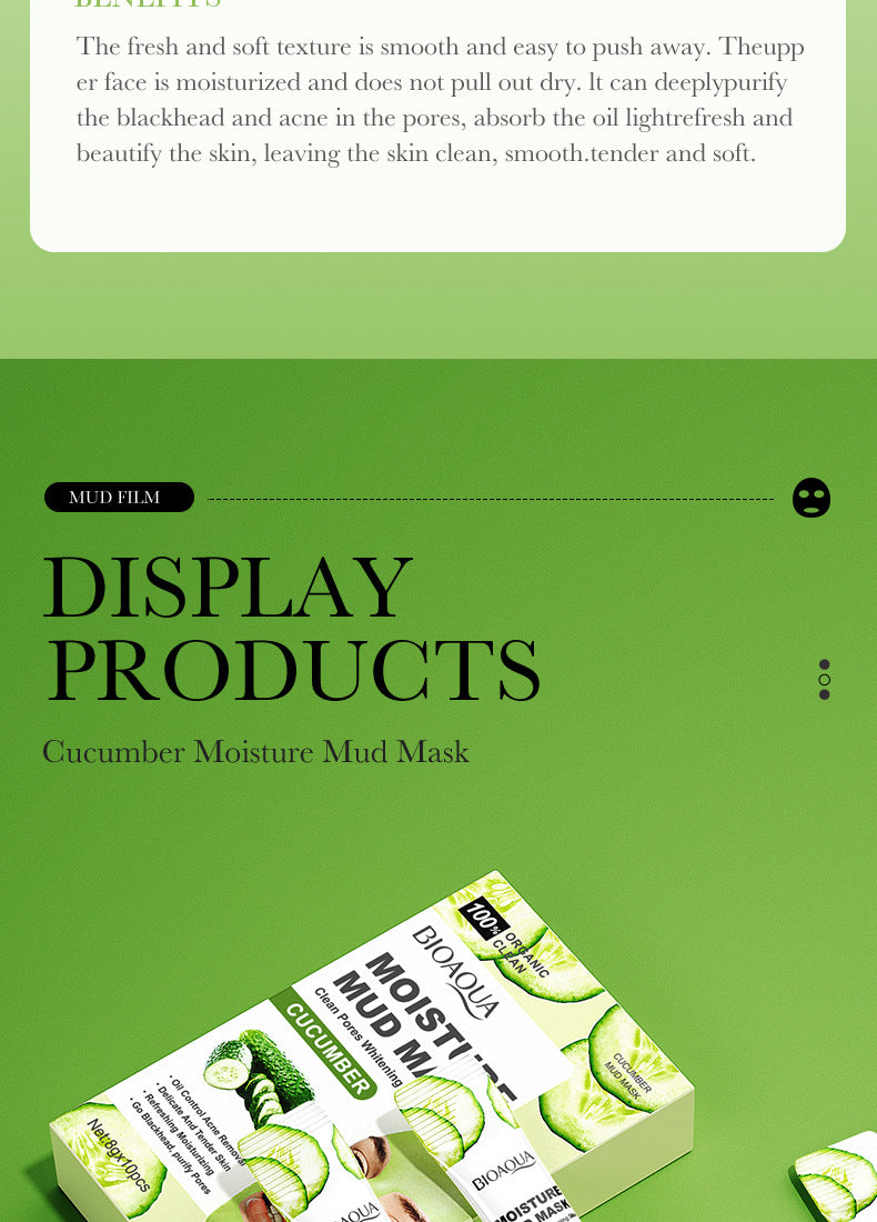 Cleansing Mask BIOAOUA Cucumber Pore Cleansing Smear-On Portable Mud Mask  Foreign Trade Wholesale