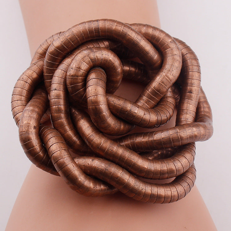 Wrapped Snake Necklace Without Head and Tail90cm White K Iron-plated Irregular Snake Year Necklace Flexible Bendable Snake Bone Necklace