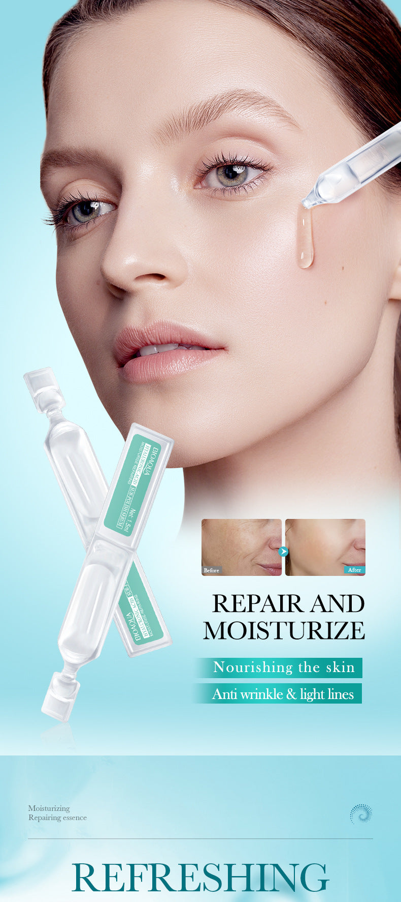 Hyaluronic Acid Moisturizing Ampoule Serum BIOAOUA Hydrating and Moisturizing Essence Liquid Cross-Border Wholesale
