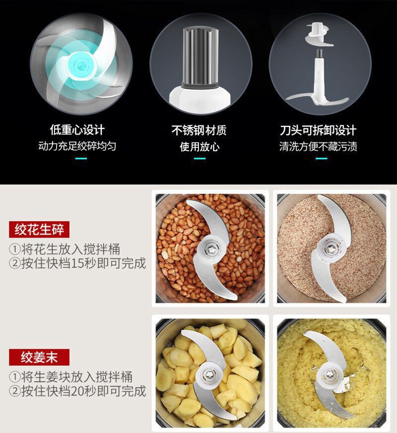 Fufumachine15L Meat Grinder Vegetable Chopper Garlic Press Multi-Functional Stainless Steel Blender Baby Food Processor