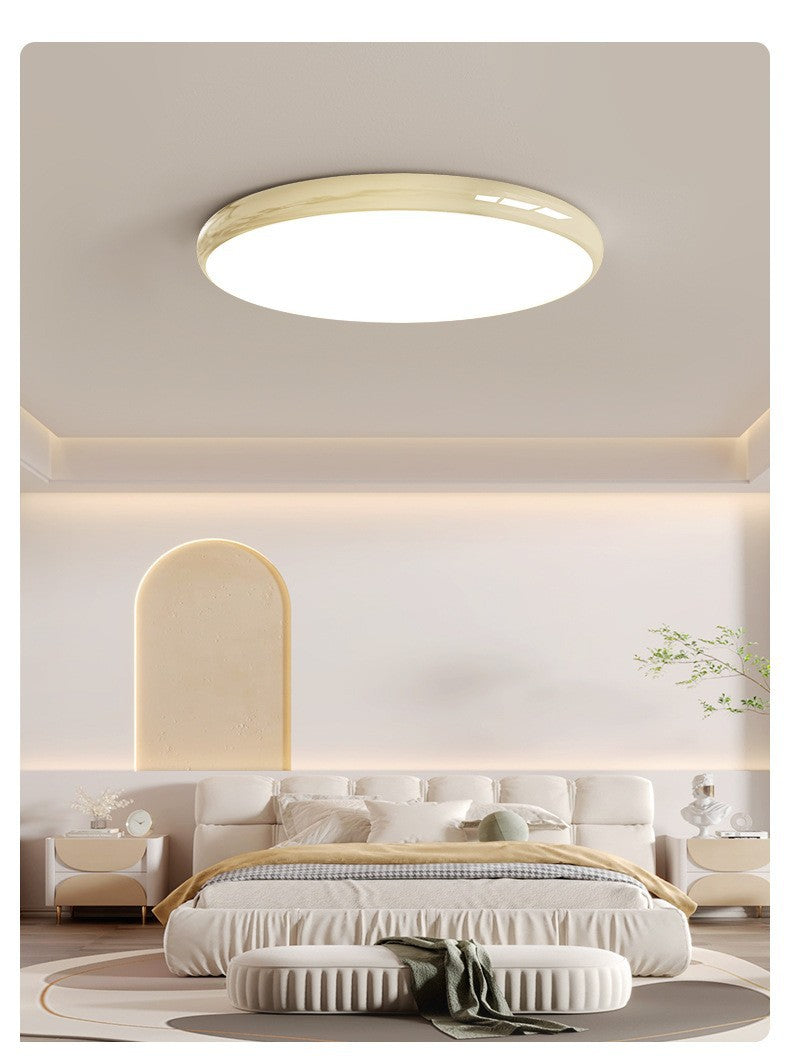 Cream style master bedroom lamp, round Nordic ceiling lamp LED Iron Art Study Lamp Creative Living Room Lamp Home Atmosphere