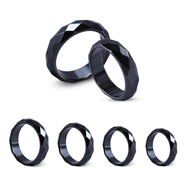 Hematite Ring Unisex6T Flat Ring Street Stall Wholesale Small Gift Simple Couple Rings
