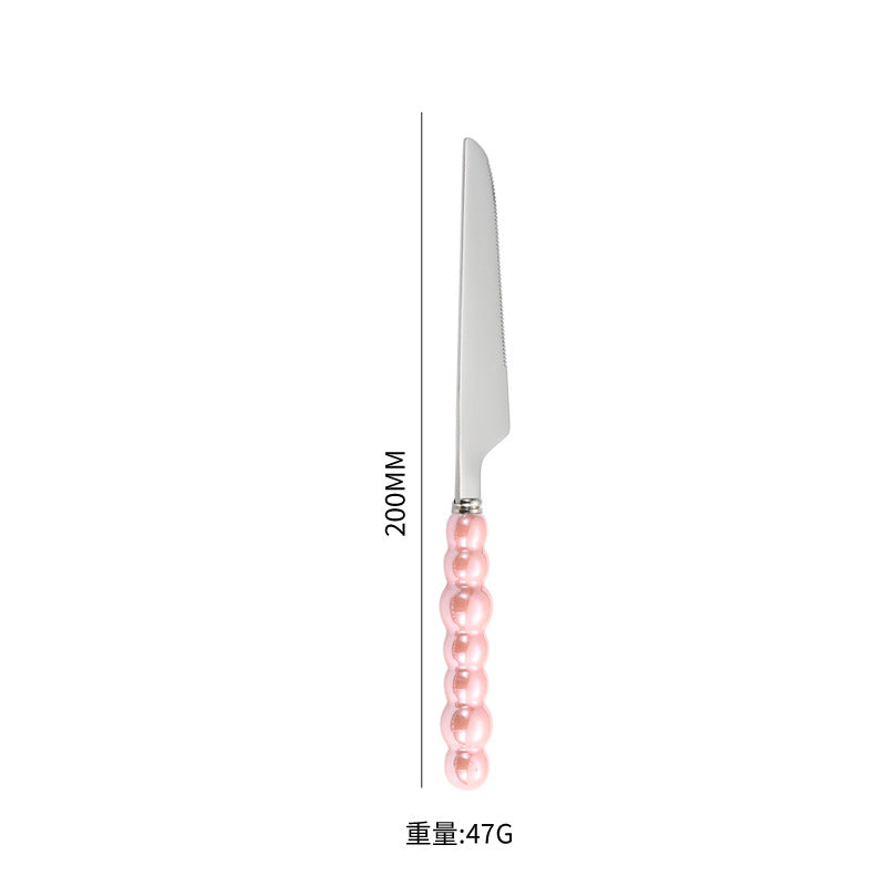 Stainless Steel Tableware Hotel Restaurant Pearl Ceramic Handle Knife Fork Spoon4Set of Western Steak Cutlery