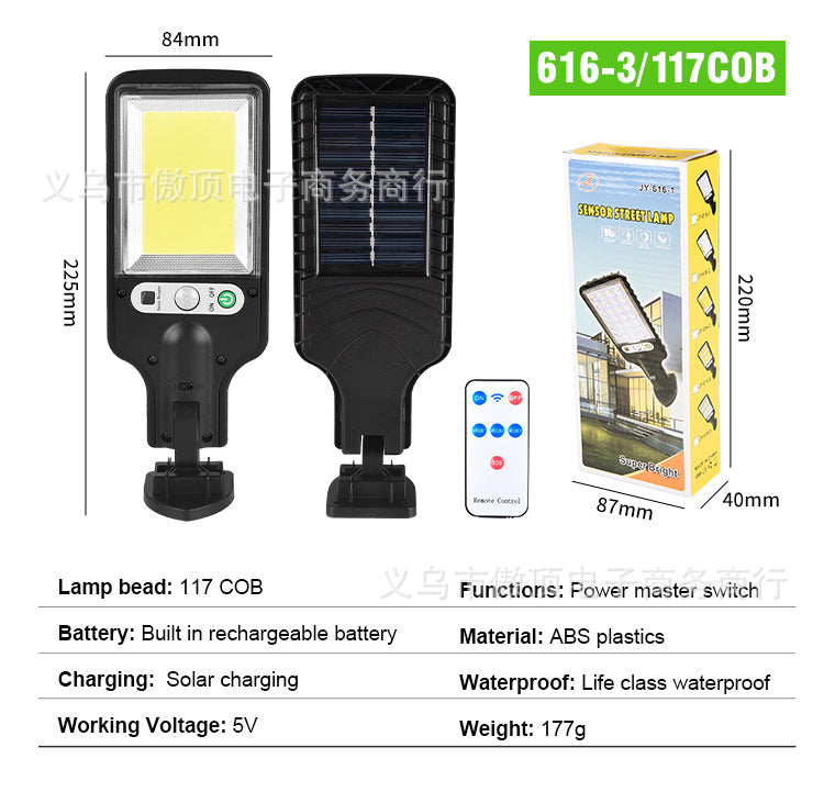 Outdoor Solar Street Light New Human Body Sensing Garden Light with Remote Control LED Wall Lamp Waterproof Garden Light