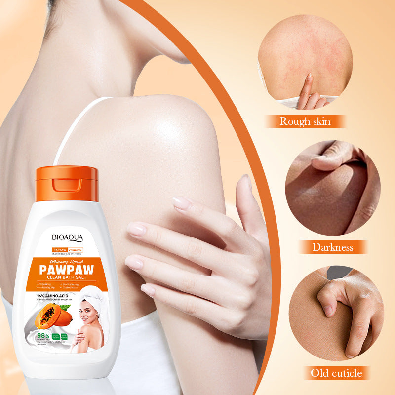 Papaya Whitening Bath Salt430ml BIOAOUA Vitamin C Body Scrub Export Cross-Border Wholesale
