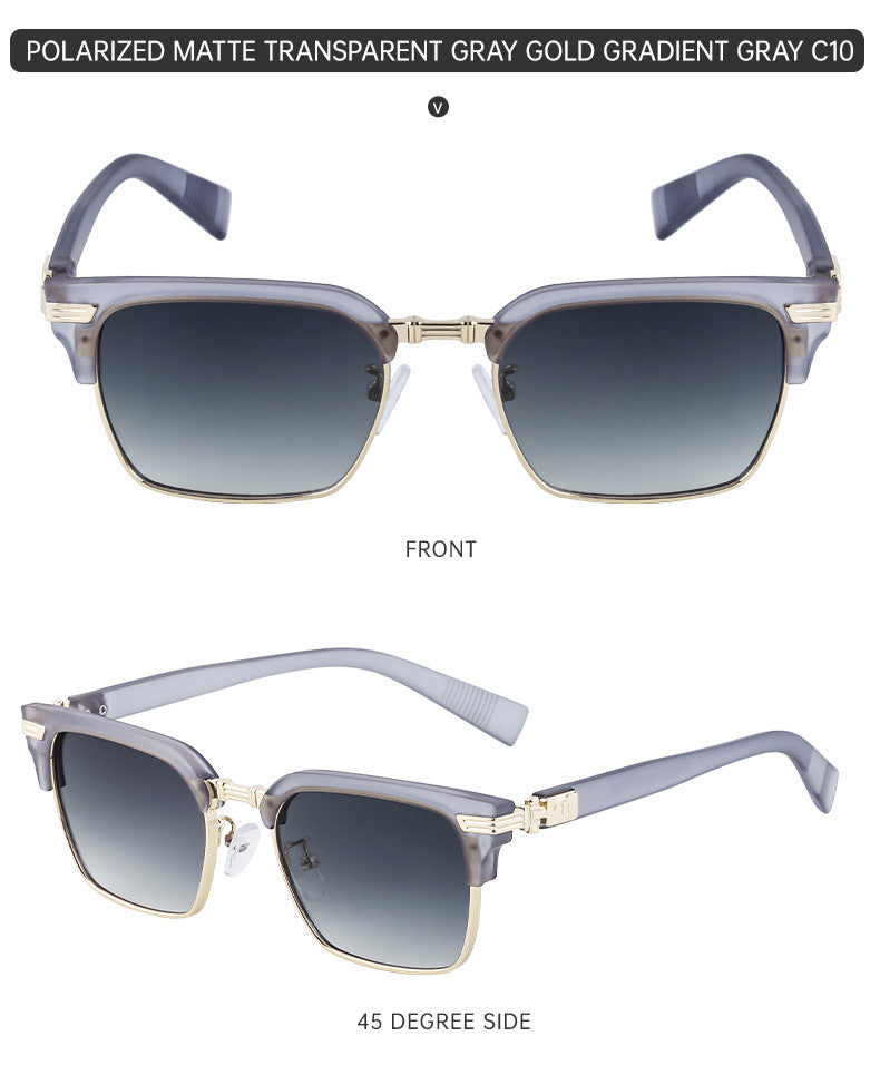 European and American New Retro Polarized Eyebrow Frame Sunglasses Men's Square Frame Sunglasses Men's Glasses Wholesale sunglasses