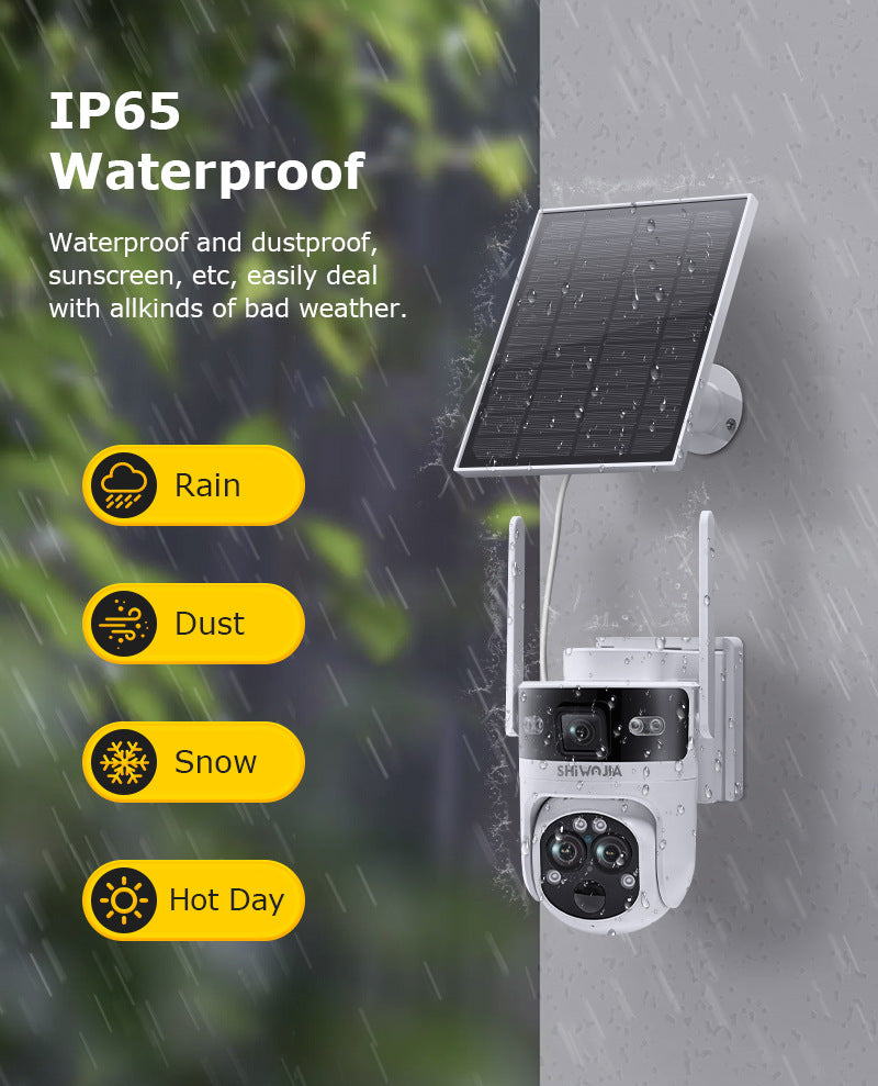 New three-eye waterproof solar camera15Times6MP High Definition Wireless Multi-zone Surveillance Gun Ball Machine
