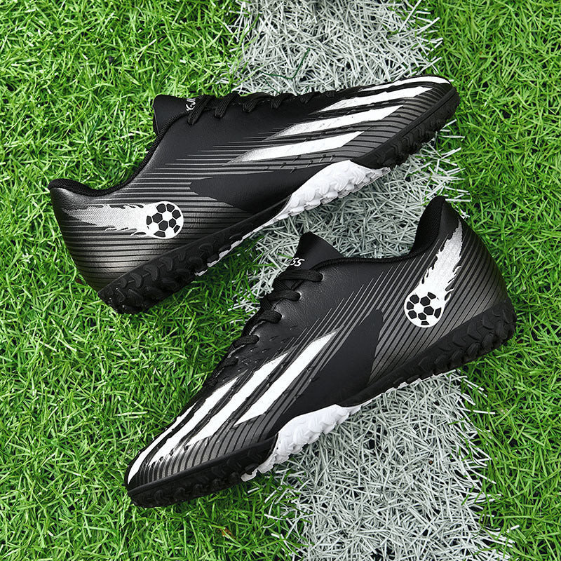 Gold-Plated Sole Men's Football Shoes with Studded Spikes AG Long Spike Shoes for Older Children, Middle and High School Students, Adults, Competition Training Sports Shoes