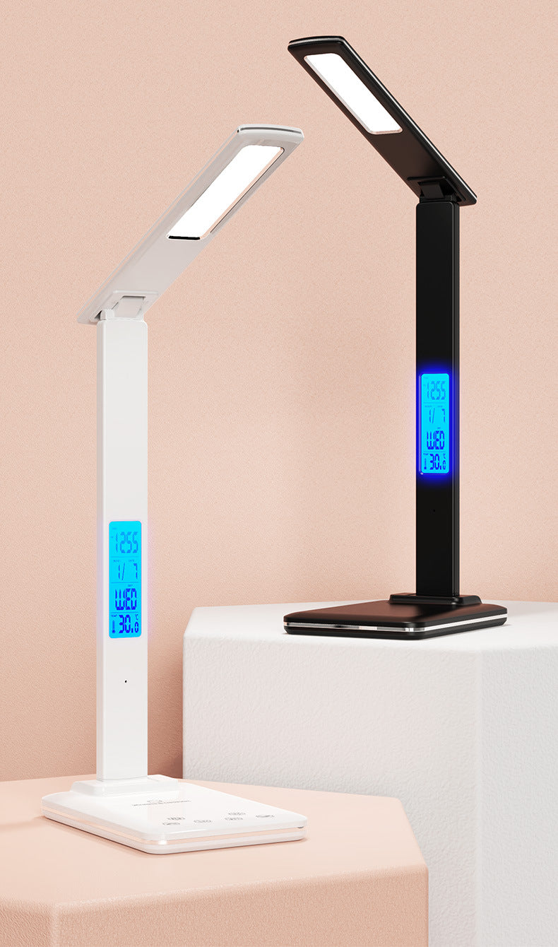 Alarm Clock Table Lamp Folding Creative Smart Magnetic Charging Learning Lamp Working Clock Eye-Protection Lamp Ambience Light Wholesale