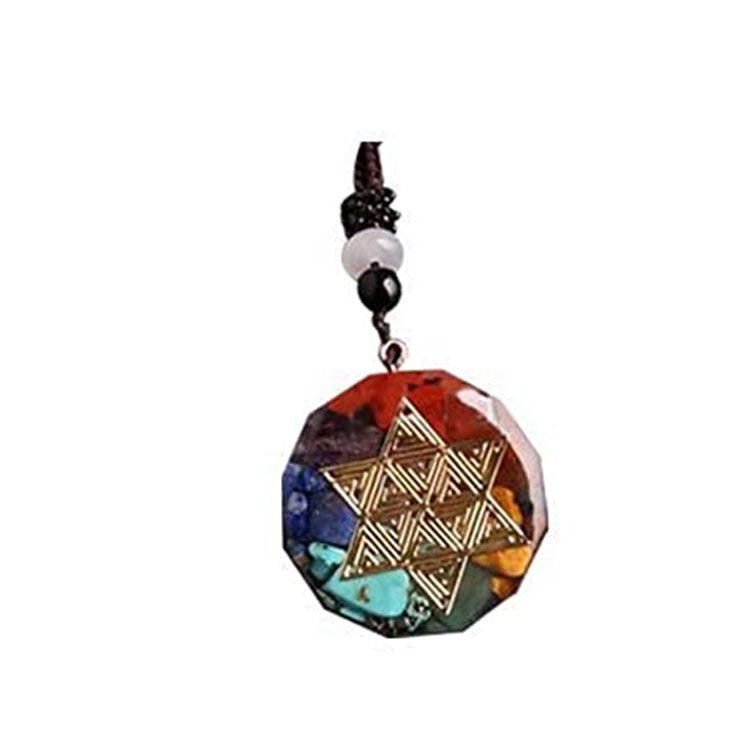 Men's Colorful Pendant Necklace Personalized Natural Crushed Stone Crystal Accessories Necklace Women's Colorful Crushed Stone Resin Necklace