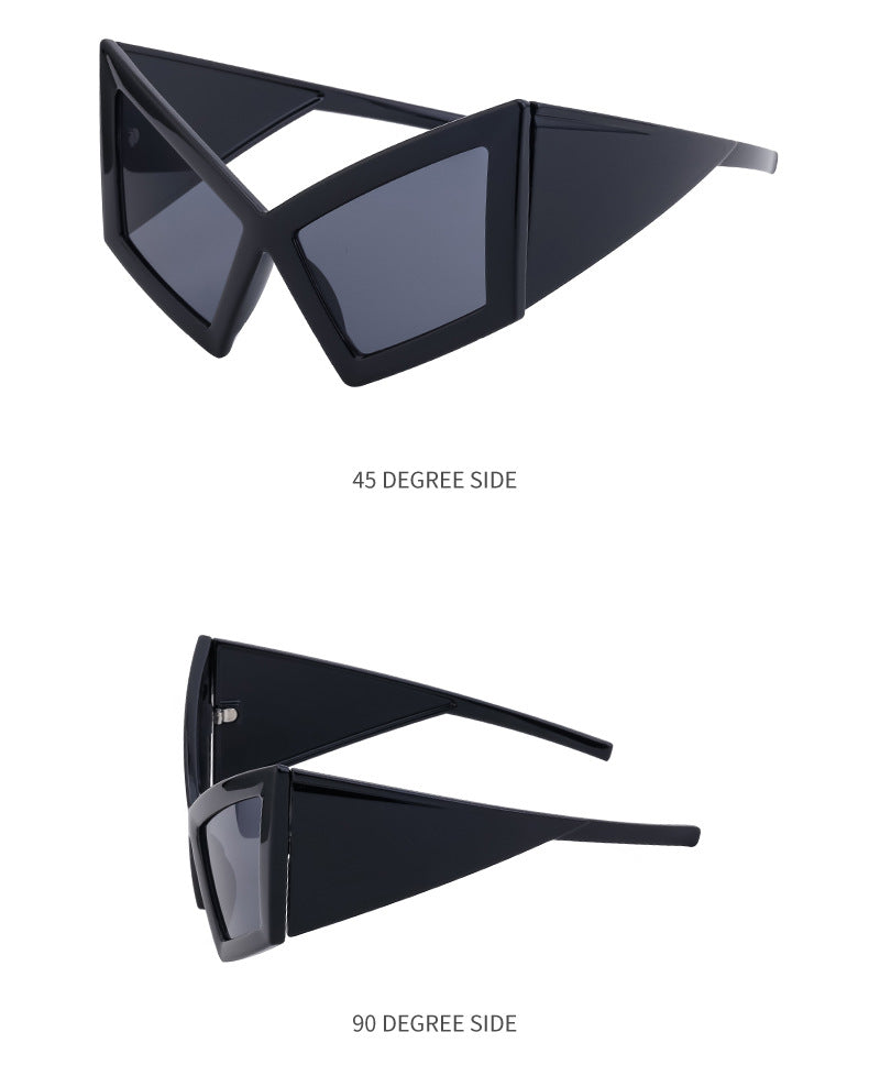 New arrivalStylish large frame cat eye sunglasses European and American Style Personality Hip-Hop Internet Celebrity Beach Party Sunglasses