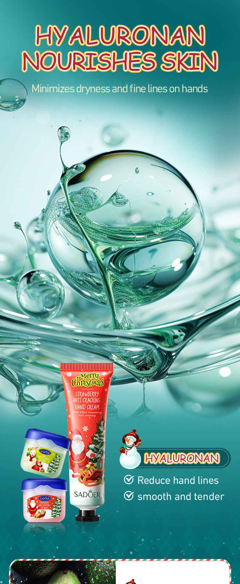 Full English Christmas Hand Cream Lip Balm Combo Set SADOER Anti-chapping Moisturizing  Wholesale