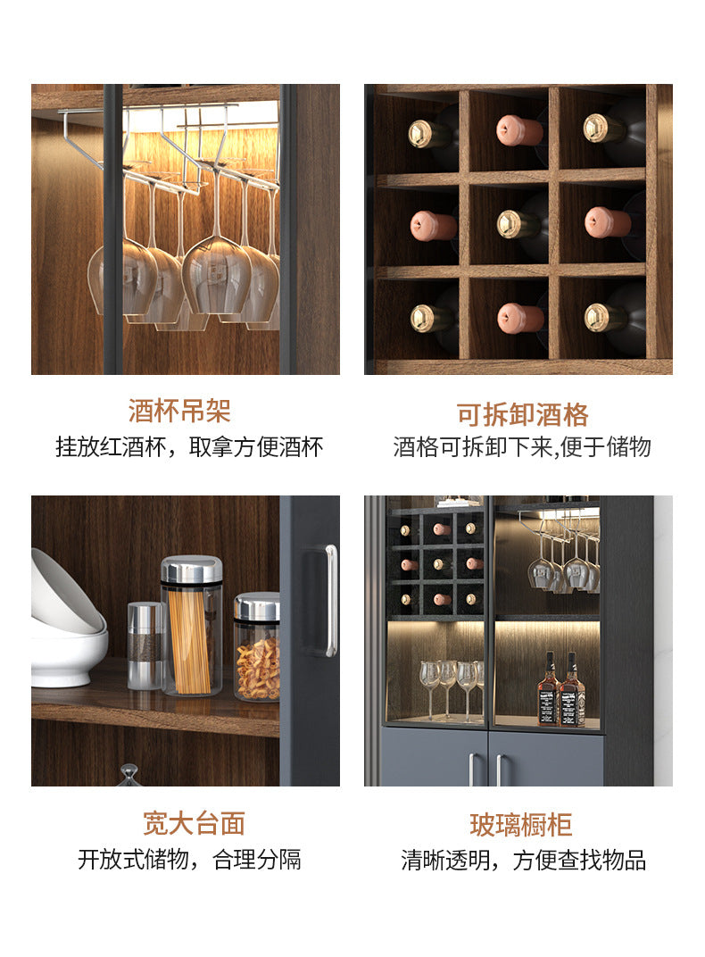 Apartment Wall-Mounted Sideboard Double-Door Wine Rack Storage Cabinet for Hotel Projects and Home Use LED Wine Cabinet