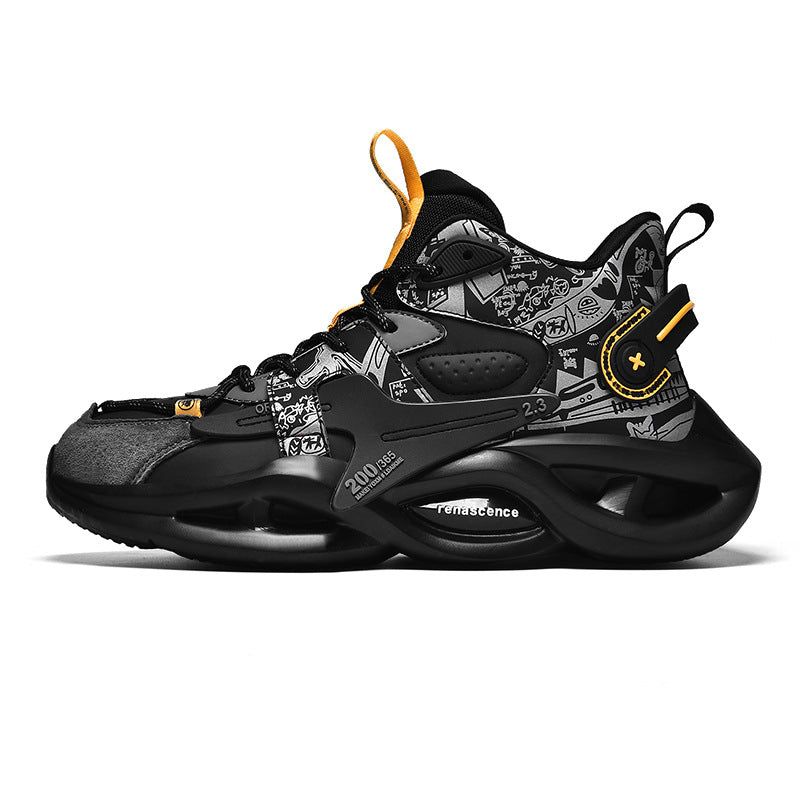 High-top Dad Shoes Men's Sports Shoes Youth Thick-soled Height-increasing Comfortable Basketball Shoes Trendy Brand Lightweight Comfortable