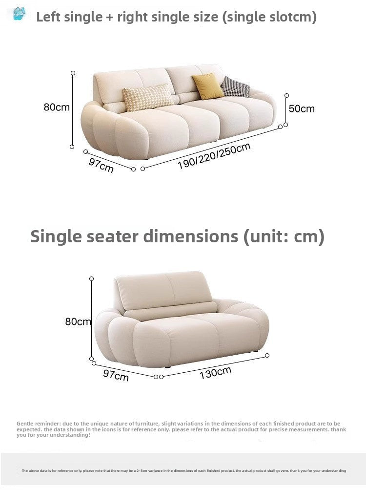New French Cream Style Green Puff Fabric Sofa for Living Room Small Apartment Nordic Style Straight Three-Seater Combination
