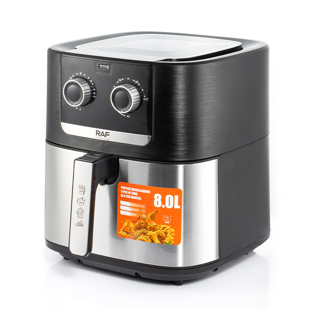 RAF European Standard Household Oil-Free Fryer Smokeless Electric Grill Electric Cooking Pot Air Fryer8L Large Capacity