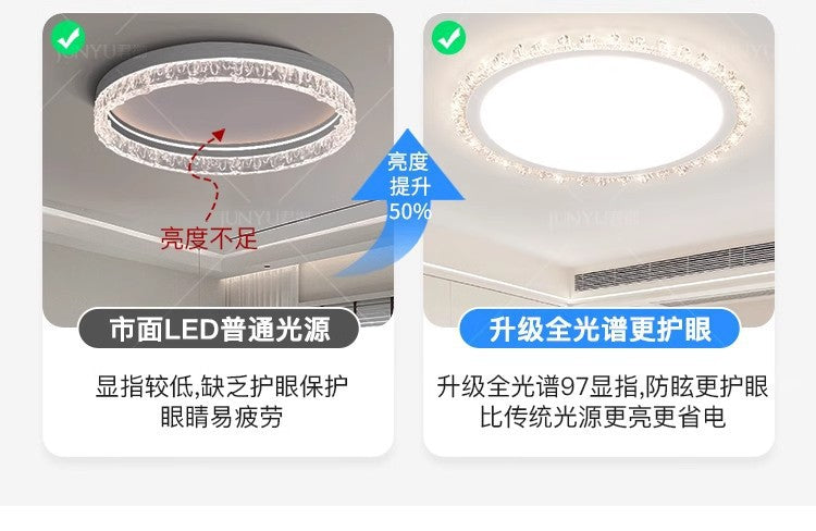 Light Luxury Living Room Ceiling Lamp New Crystal Lamp Cream Style High-end Bedroom Main Lamp Round Shape led Eye Protection Lighting