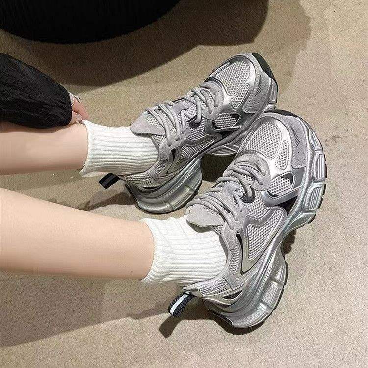 Women's Thick-Soled Height-Increasing Dad Sneakers20252023 Summer New Breathable Versatile Lightweight Sports Casual Shoes