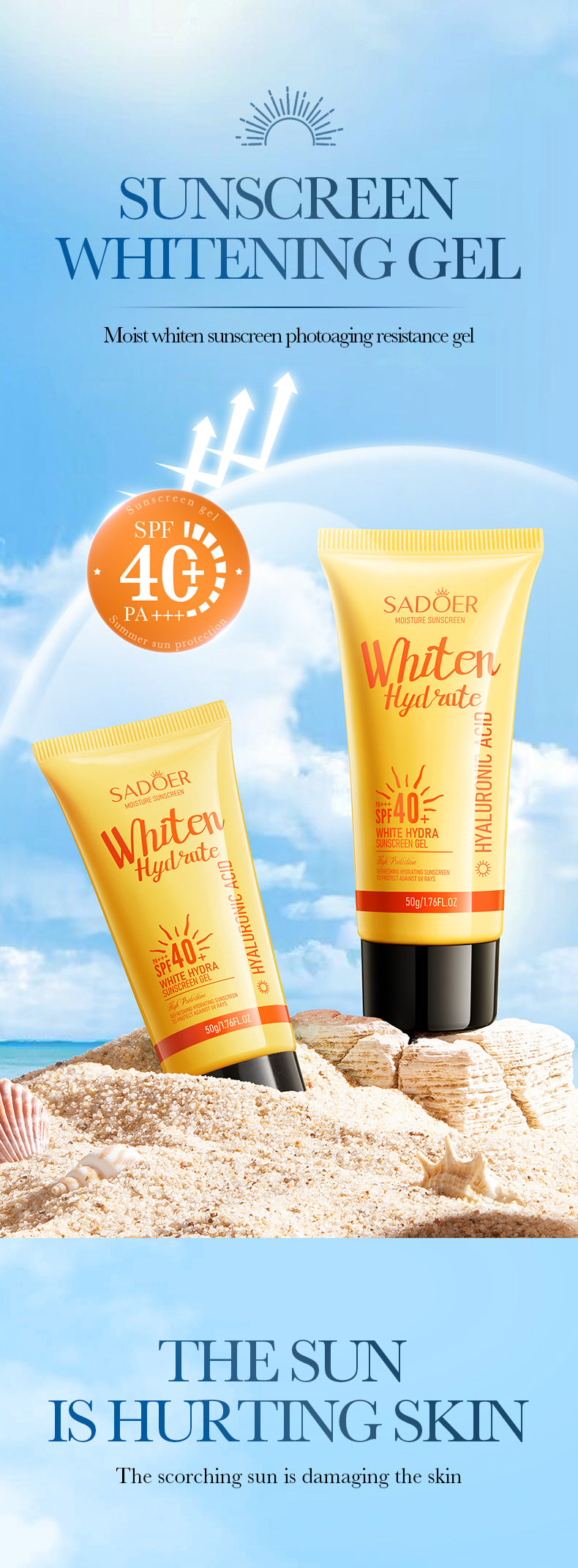 Sunscreen Gel SADOER Water Whitening Anti Light Old Exfoliating Sunscreen Cross-Border Foreign Trade Wholesale