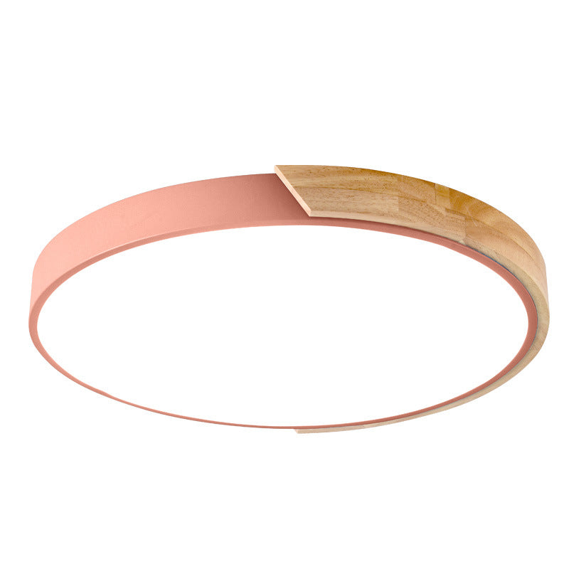 Macaron Solid Wood Ceiling Light led Bedroom Lamp Round Nordic Iron Art Room Lamp Creative Living Room Lamp for Home Use