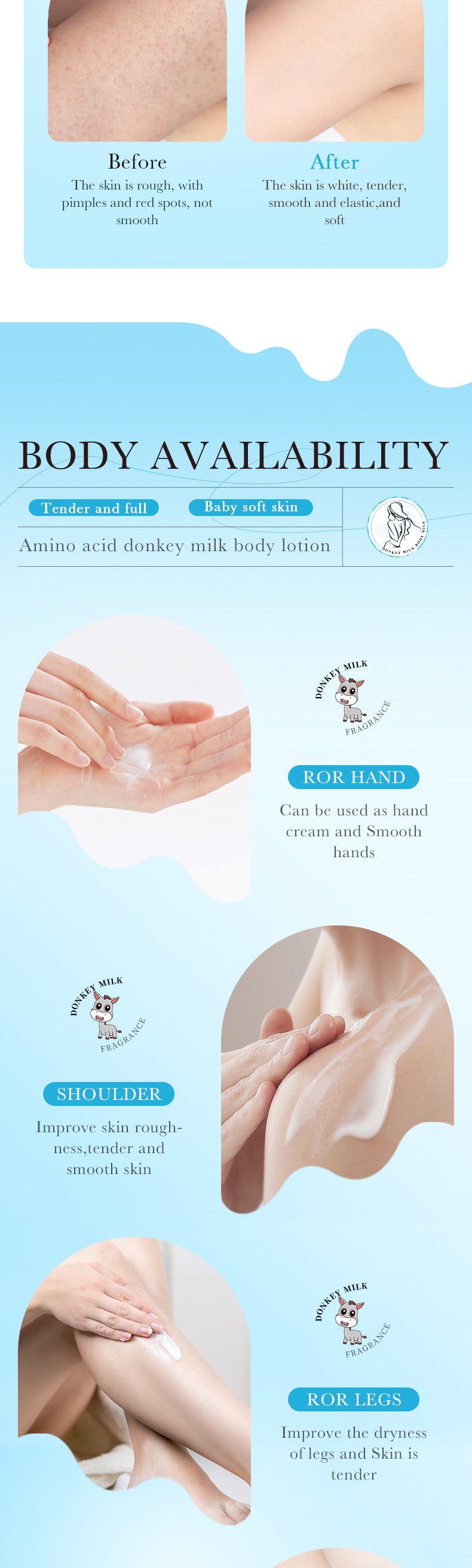 Donkey Milk Body Lotion256gZOZU Amino Acid Moisturizing Refreshing Body Lotion Cross-Border Wholesale