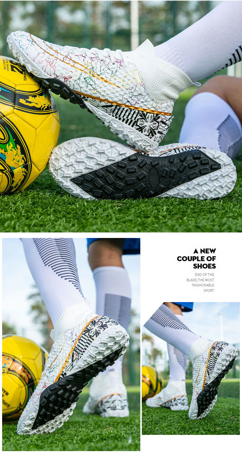 New high-top soccer shoes for men and women AG Spike TF Broken Nail Youth Student Grassland Competition Training Shoes