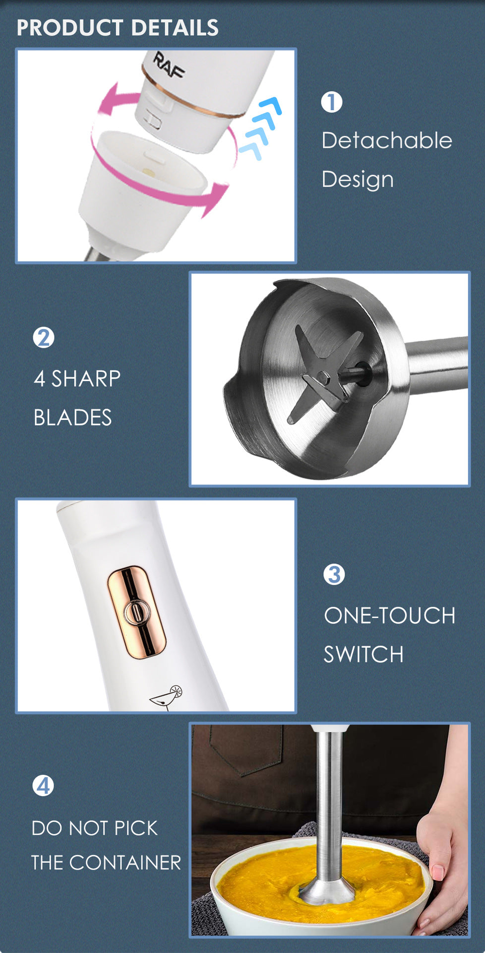 European Standard Fruit Juicer Food Processor Kitchen Small Appliance Stainless Steel Electric Mixer Single Stick