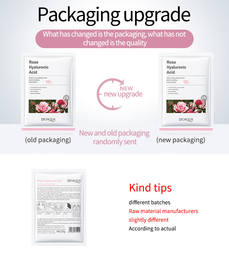 Rose Mask25g BIOAOUA Hyaluronic Acid Moisturizing Hydrating Tablets for Cross-Border Wholesale