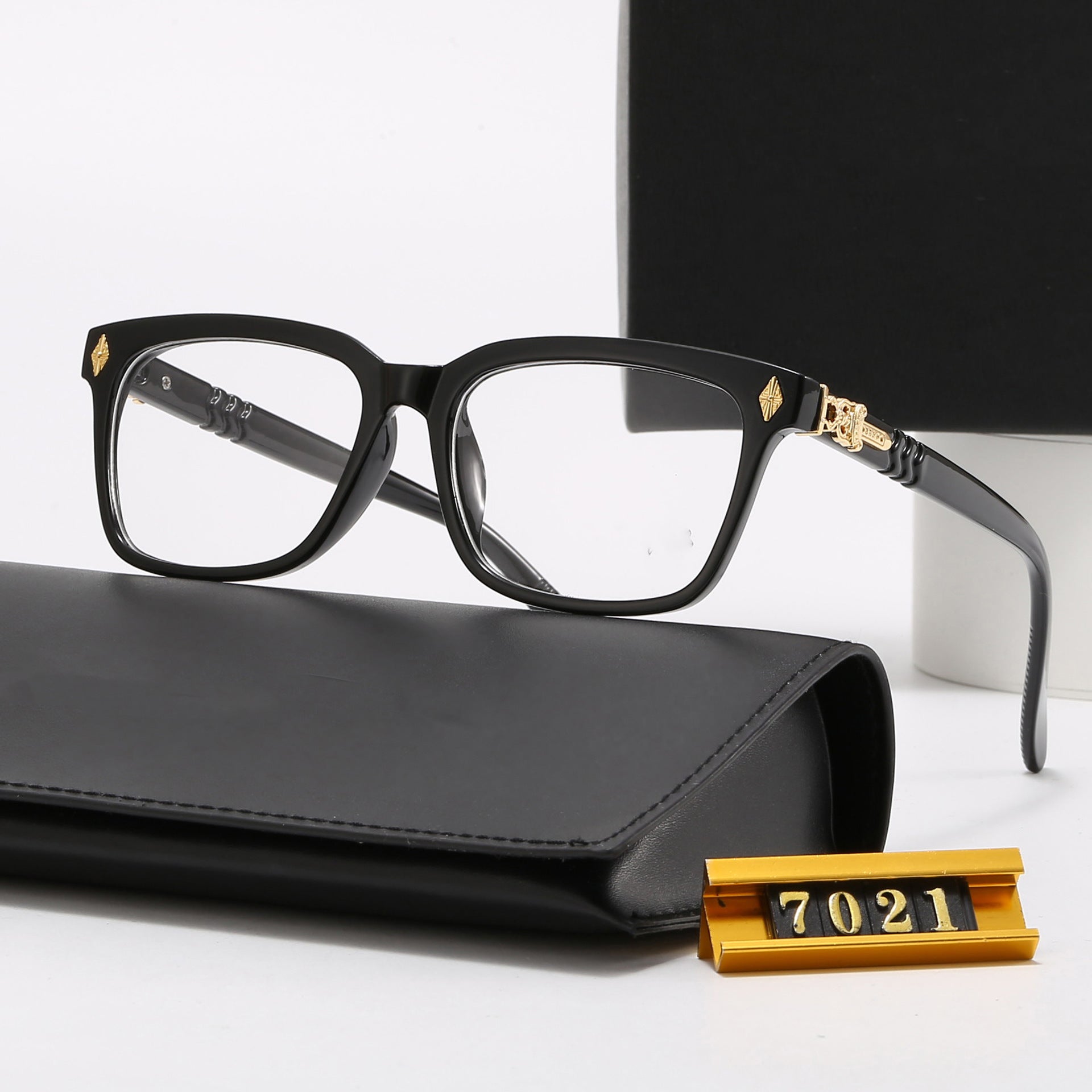 New Fashion Trend Square Frame Anti-Blue Light Non-Prescription Glasses Retro Large Frame Unisex Eyeglasses Prescription Frames7021