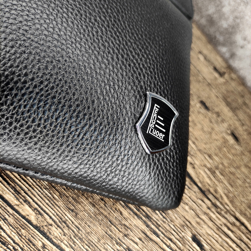 Business Commuting Genuine Leather Clutch Bag for Men, Casual Large Capacity Top Layer Cowhide Men's Handheld Wallet Phone Bag