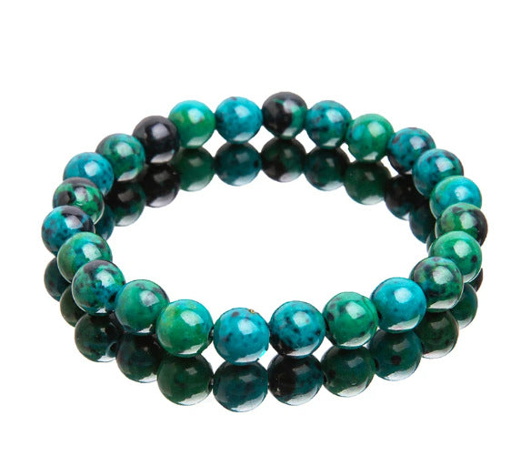 Men's Volcanic Stone Bracelet Natural Stone Black Line Red Vein Bracelet Blue Dot White Pine Elastic Beaded Pink Zebra Bracelet